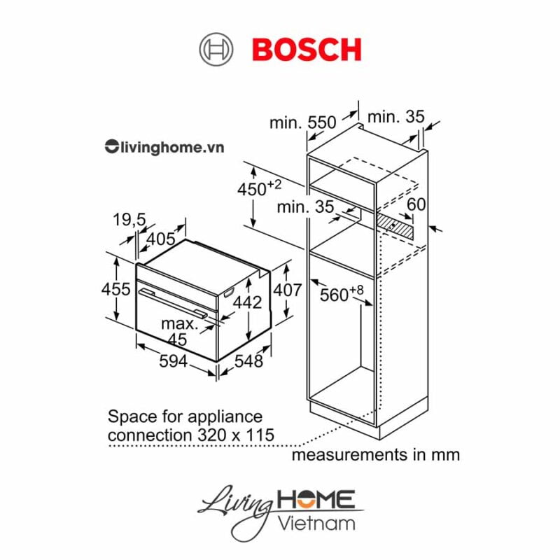 Lò hấp Bosch CDG634AS0 - 38 lít 45cm