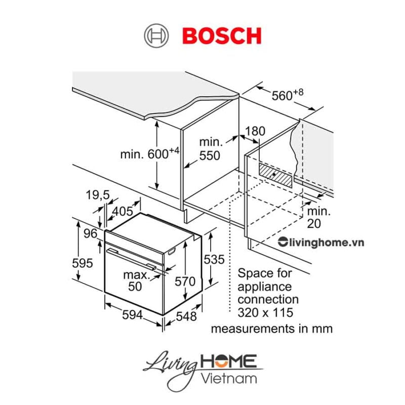 Lò nướng Bosch HBA534BS0A - Âm tủ 71 lít 60cm
