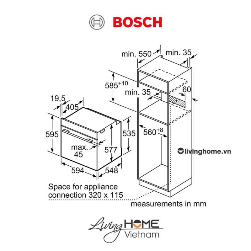 Lò nướng Bosch HBG655BS1M - Âm tủ 71 lít 60cm