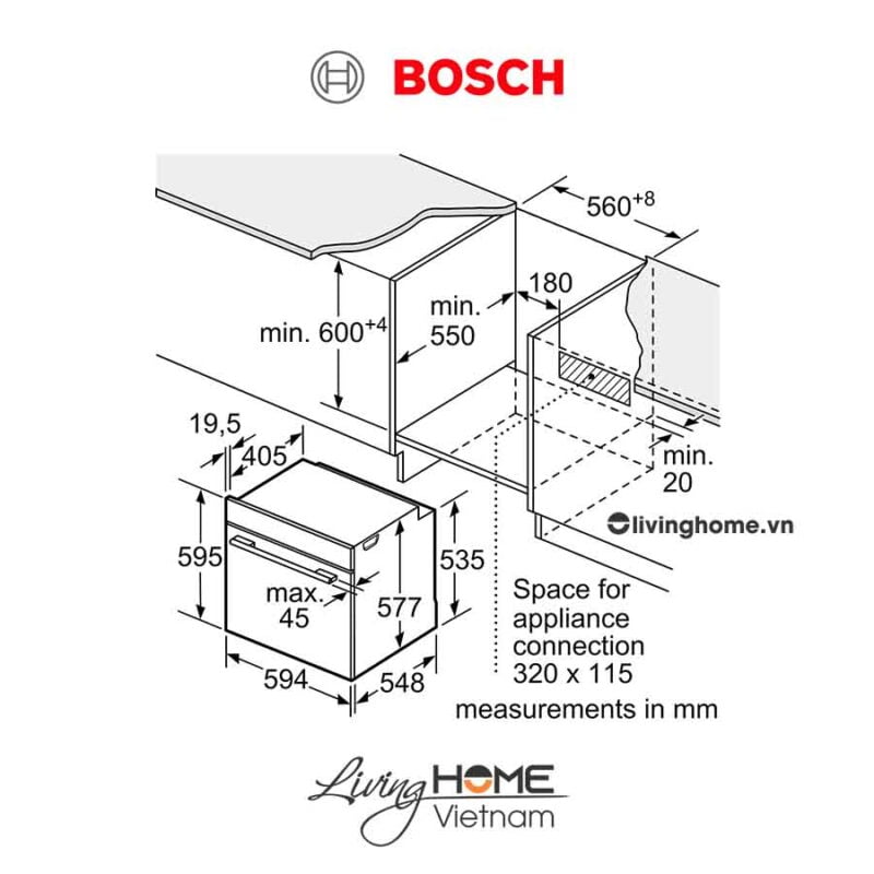 Lò nướng Bosch HBG6764S6B - 71 lít 60cm kết nối Home Connect