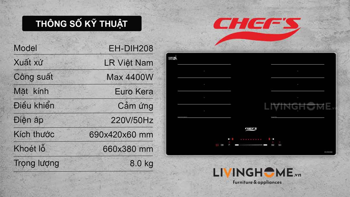 Bếp từ Chefs EH-DIH208 khác biệt độc đáo 19 Bếp từ Chefs EH DIH208 khác biệt độc đáo
