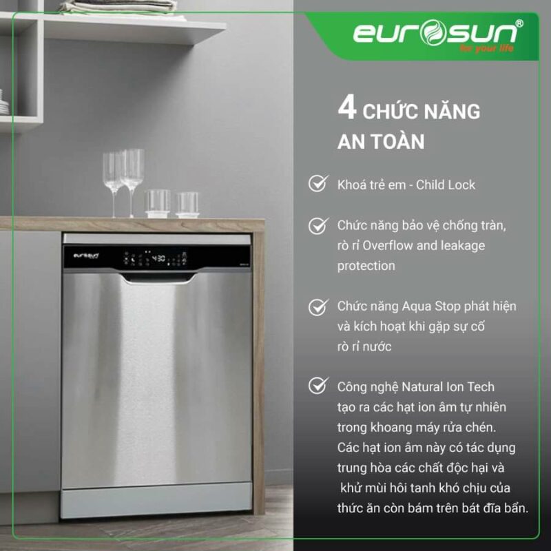 Máy rửa chén Eurosun SMS80EU16E 15 bộ 9 lít nước 8 Máy rửa chén Eurosun SMS80EU16E 15 bộ 9 lít nước
