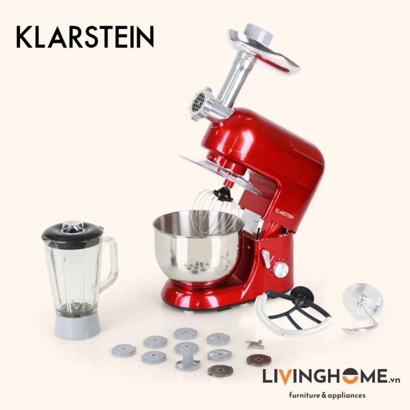 Máy trộn bột Klarstein KL-LUCIA ROSSA kết hợp 3 trong 1 trộn - xay - nhào 16 Máy trộn bột Klarstein KL-LUCIA ROSSA