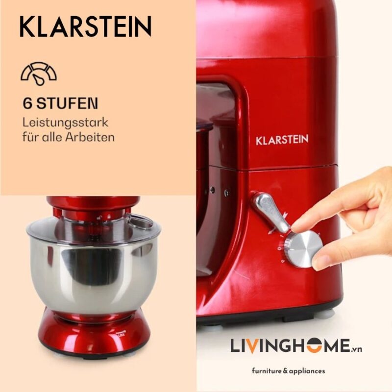 Máy trộn bột Klarstein KL-LUCIA ROSSA kết hợp 3 trong 1 trộn - xay - nhào 13 Máy trộn bột Klarstein KL-LUCIA ROSSA