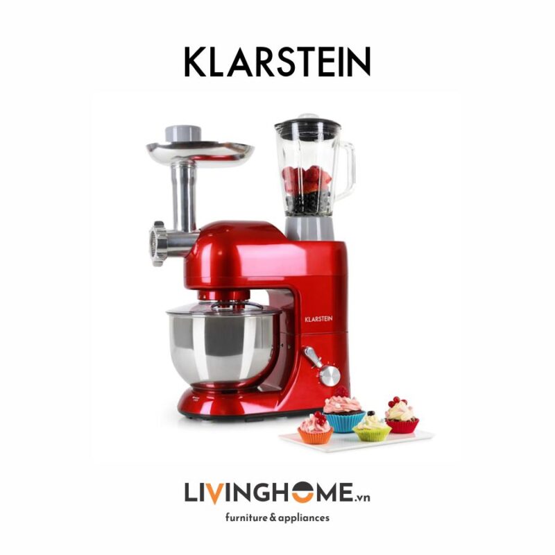 Máy trộn bột Klarstein KL-LUCIA ROSSA kết hợp 3 trong 1 trộn - xay - nhào 12 Máy trộn bột Klarstein KL-LUCIA ROSSA