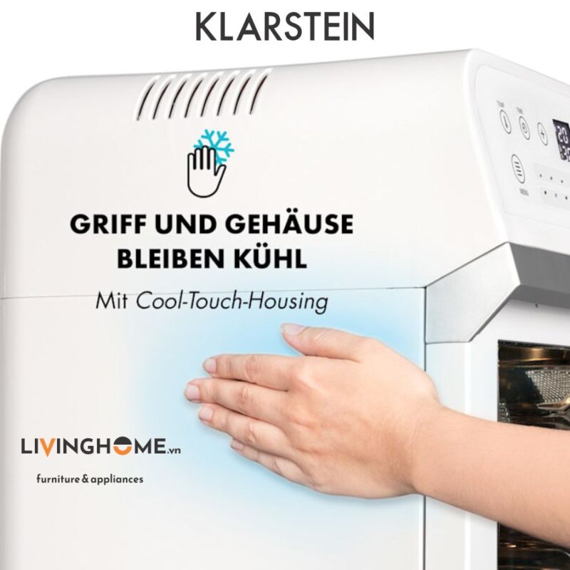 Nồi chiên Klarstein KL-AEROVITAL-CUBE-WHITE chất liệu vỏ chống nóng - 12 Lít 21 Nồi chiên Klarstein KL-AEROVITAL-CUBE-WHITE