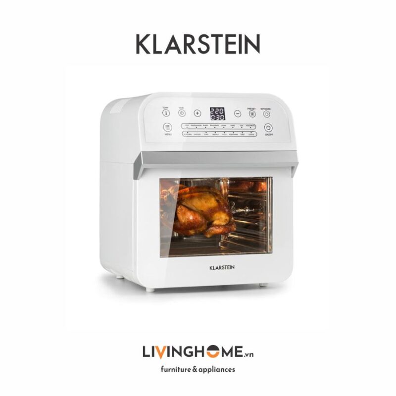 Nồi chiên Klarstein KL-AEROVITAL-CUBE-WHITE chất liệu vỏ chống nóng - 12 Lít 16 Nồi chiên Klarstein KL-AEROVITAL-CUBE-WHITEcube white
