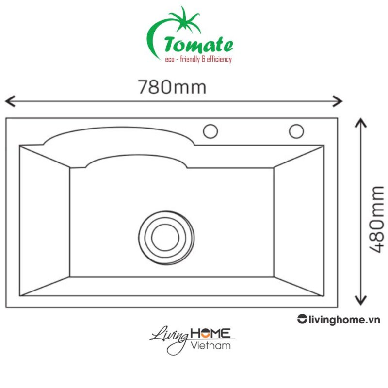 Chậu rửa chén Tomate TOM CRE 7848BL thiết kế chịu nhiệt