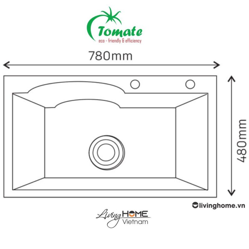 Chậu rửa chén Tomate TOM CRE 7848GR thiết kế chịu nhiệt