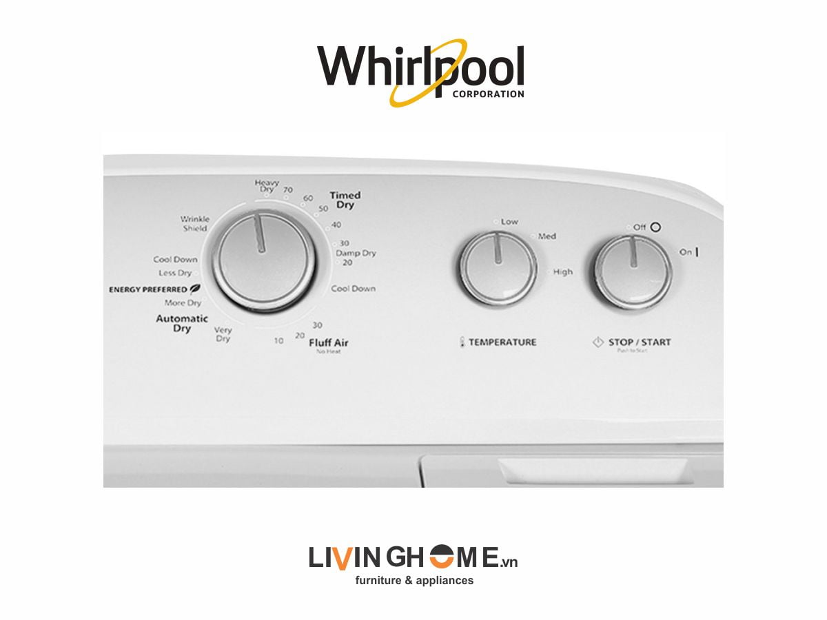 Máy Sấy Whirlpool 3LWED4815FW 15 Kg, Sấy Thông Hơi 33 Máy sấy Whirlpool 3LWED4815FW 15 Kg dung tích lớn tiện lợi